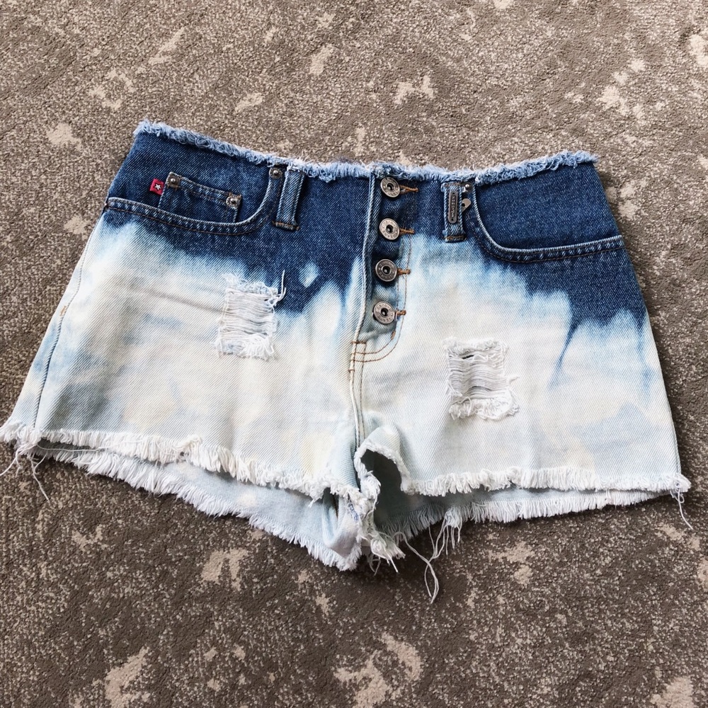 Distressed jean shorts